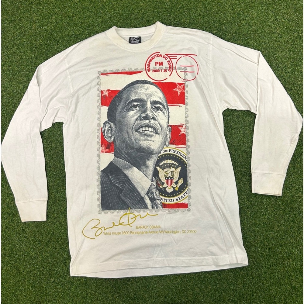 Vintage Barack Obama 2009 Inauguration Long Sleeve Graphic T-Shirt White Mens XL